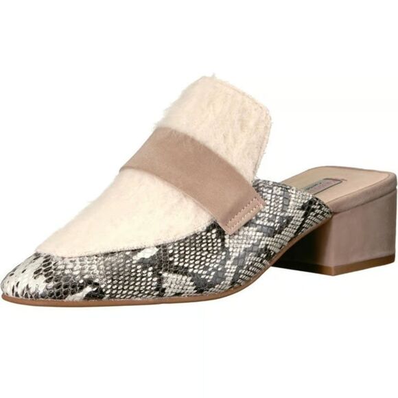 Kristin Cavallari X Chinese Laundry Snakeskin Faux Fur Mules Sz 7.5 Fearless - Picture 1 of 6